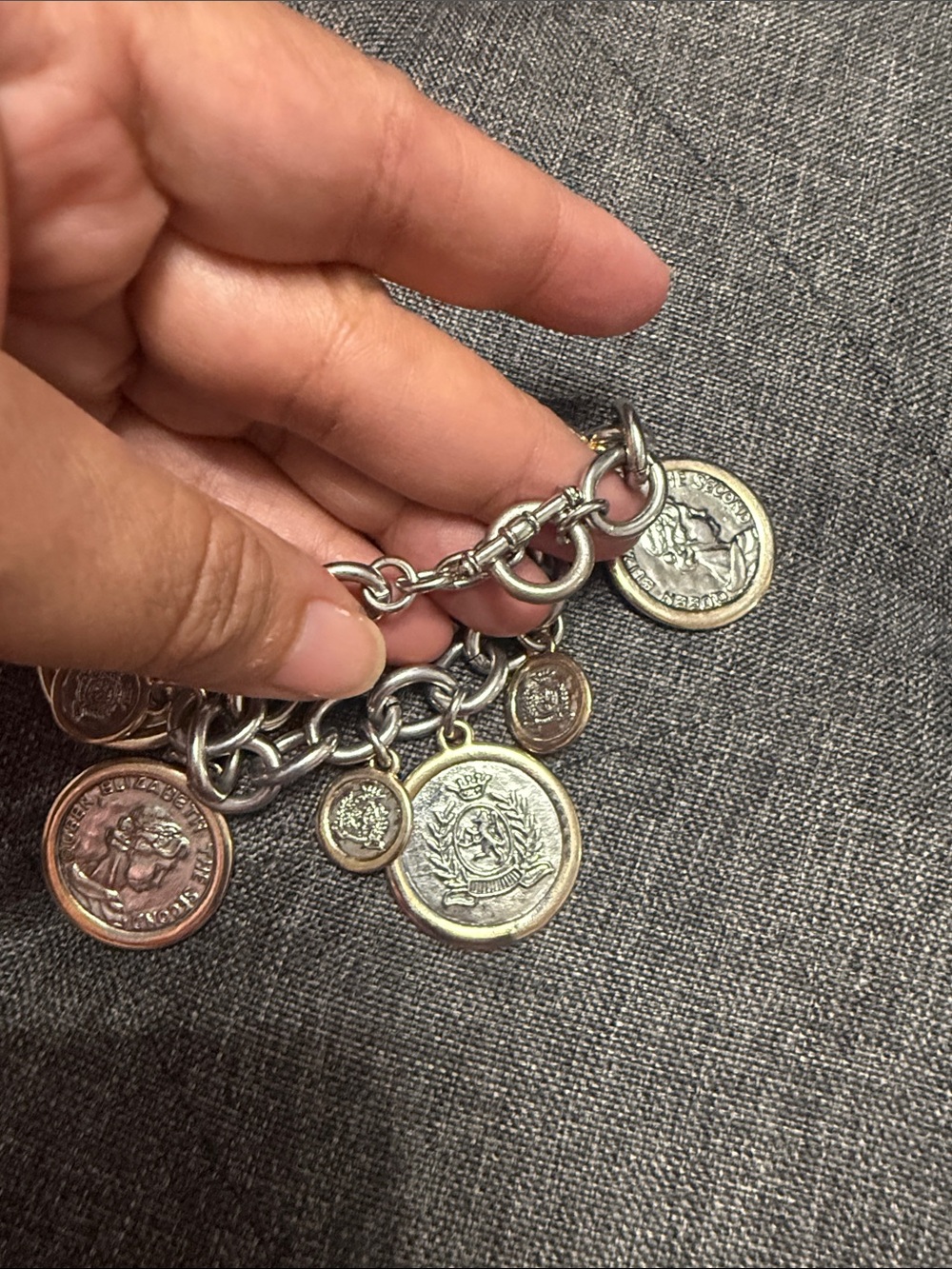 Gold and Silver Coin Charm Bracelet - Women Jewelry - Picture 2 of 2